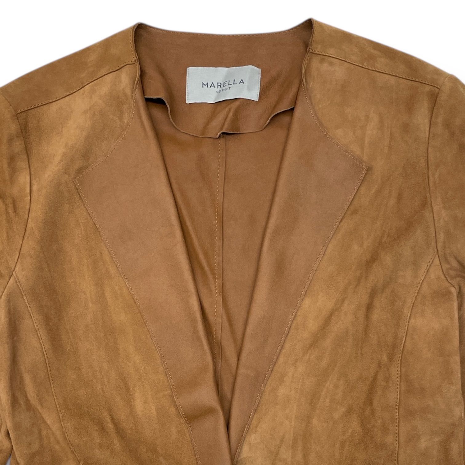 MARELLA SPORT マレーラスポーツ レザージャケット アウター 羽織り 羊革 前開き リボン 34410142 茶色 ブラウン 38サイズ レディース 秋 ゴーゴー古着マルイファミリー溝口店 13 No.131 GULLKHAN_COM
