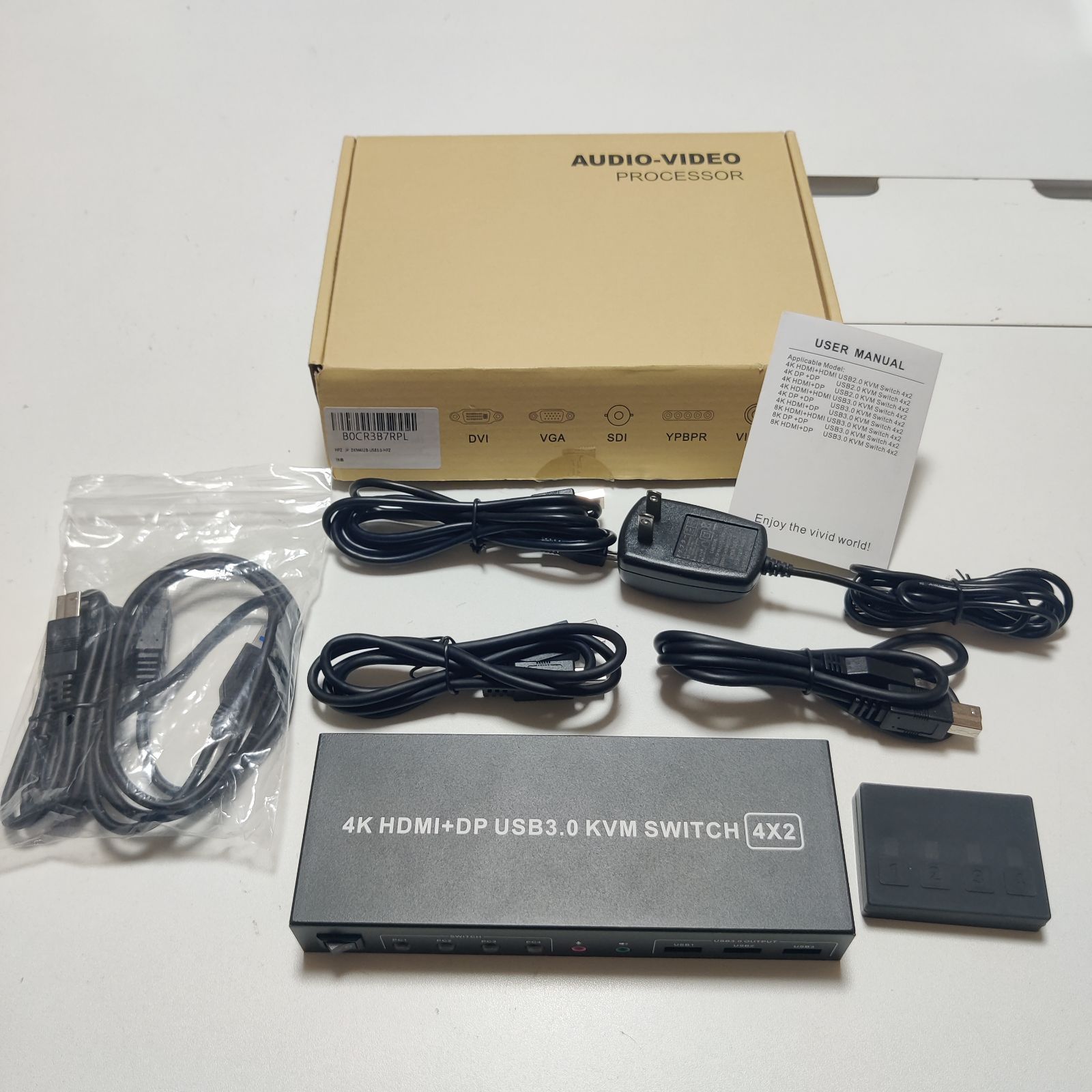 4 ポート USB 3.0 Displayport HDMI KVM スイッチ デュアル モニター 4コンピューター 4K 60Hz KVM スイッチ 2モニター 4 PC オーディオマイクおよび 3 USB 3.0 ポート 4 ポート HDMI DP