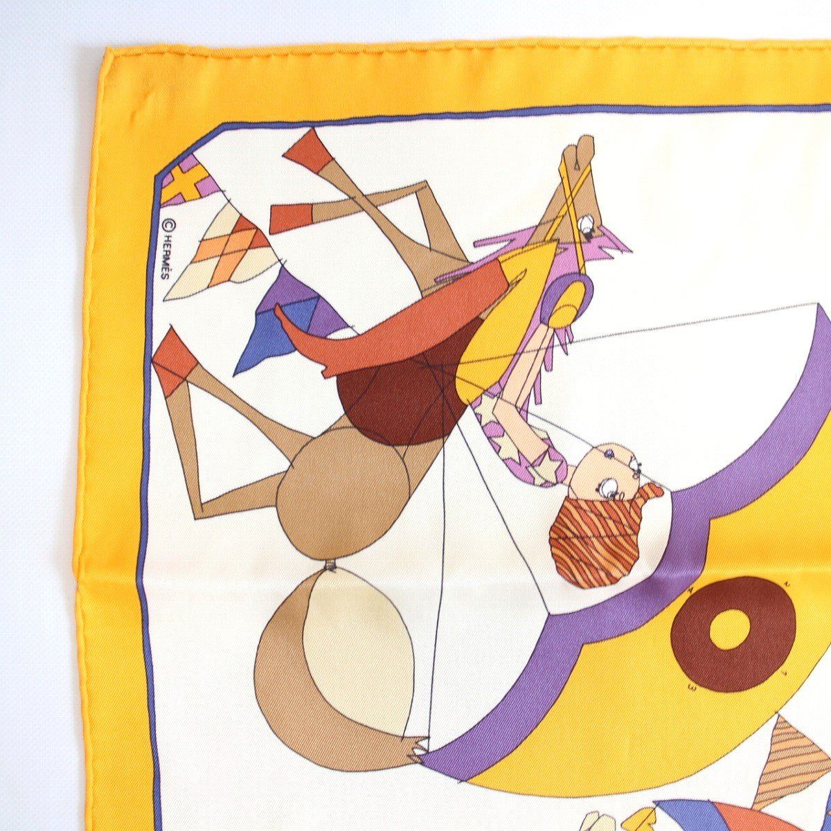 HERMES エルメス カレ 70 スカーフ 馬への愛 シルク100% イエロー系 いおき質店