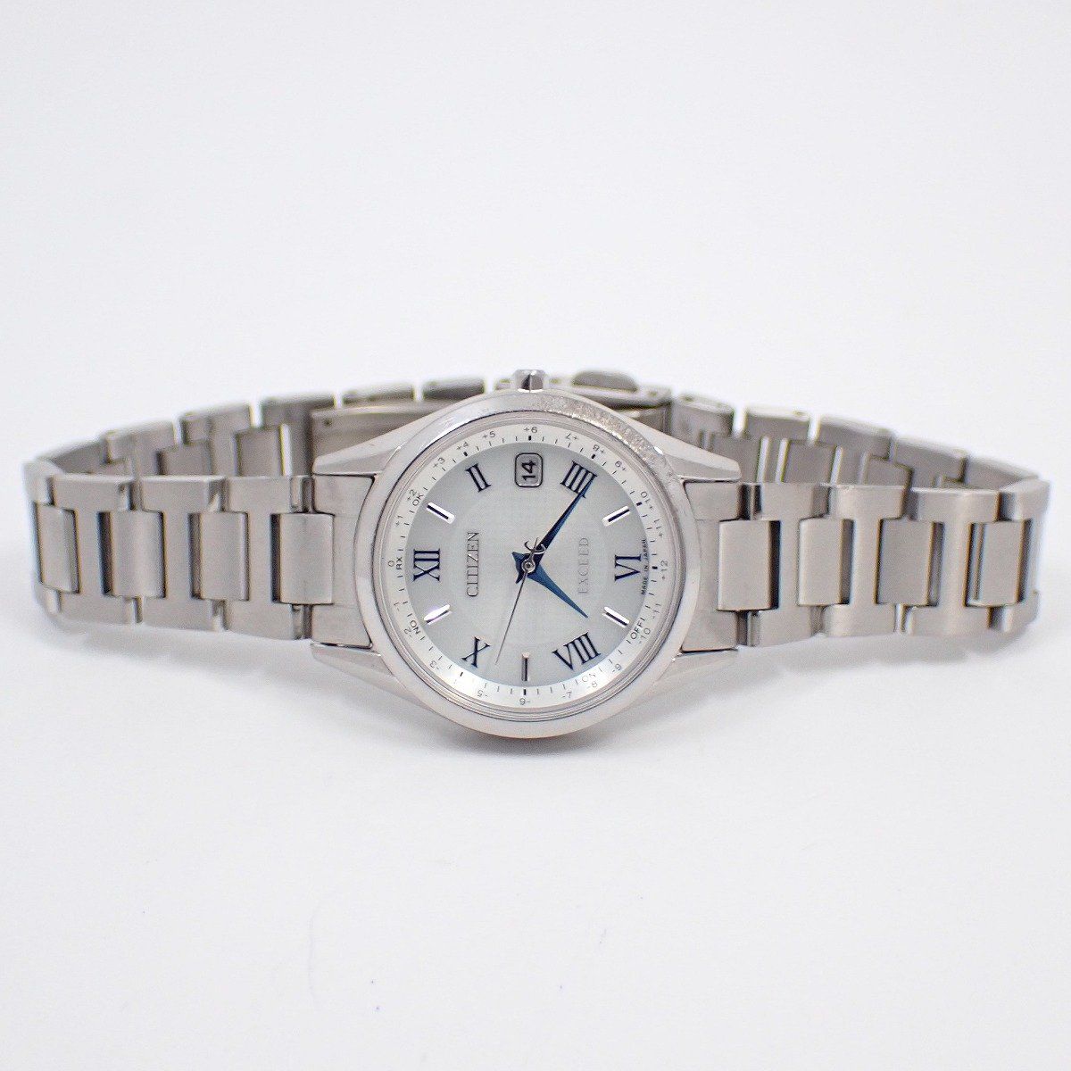 シチズン エクシード エコドライブ電波 レディース 腕時計 チタン シルバー文字盤 純正ベルト ES9370-62A いおき質店