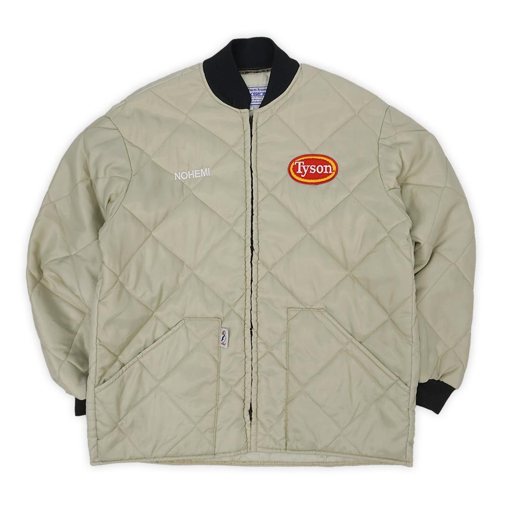 DICKSON 90s 90年代 キルティングジャケット ワッペン 刺繍 アメカジ USA ヴィンテージ アメリカ 古着 メンズ アウター ライトベージュ L