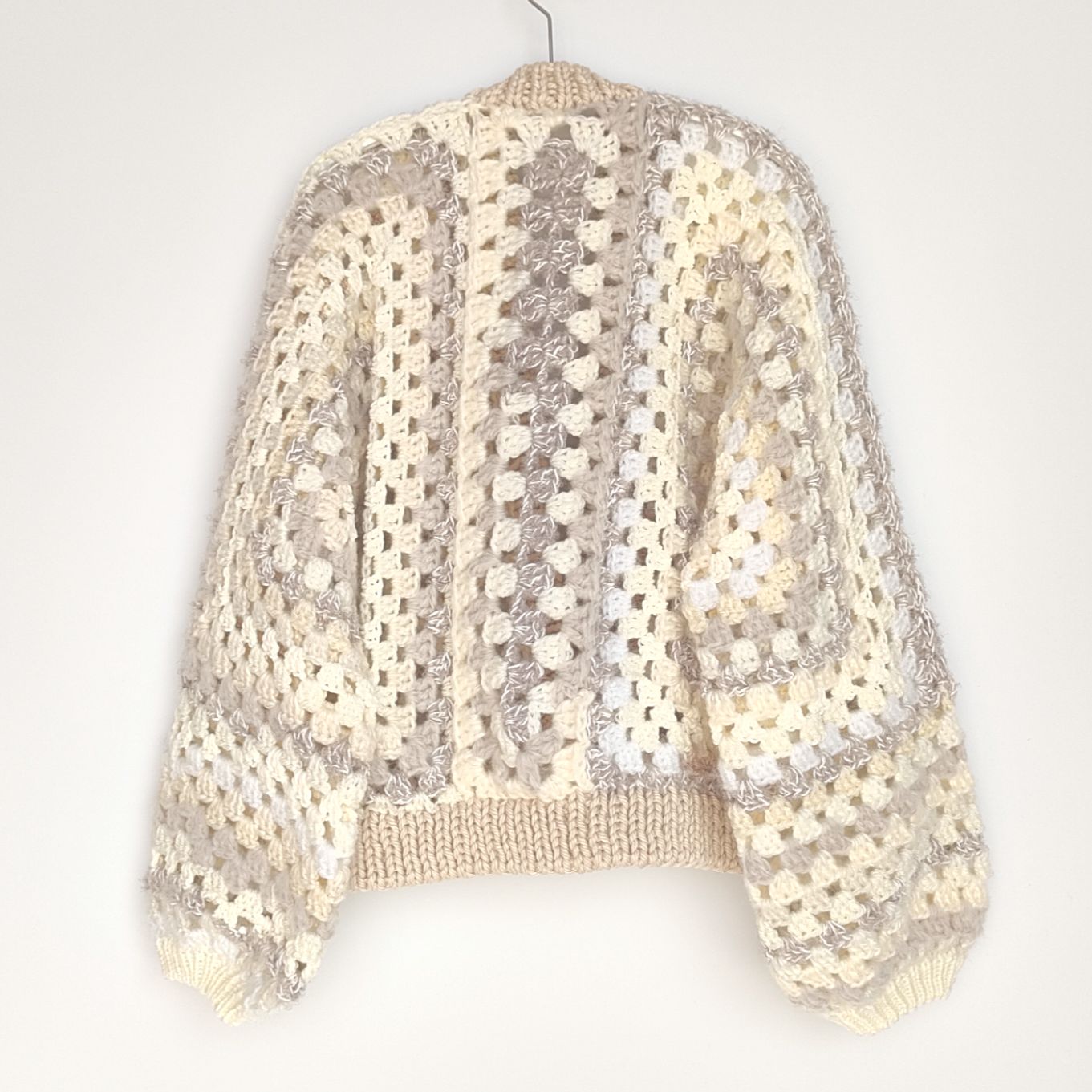 ヘキサゴンカーディガン 長袖 ホワイト