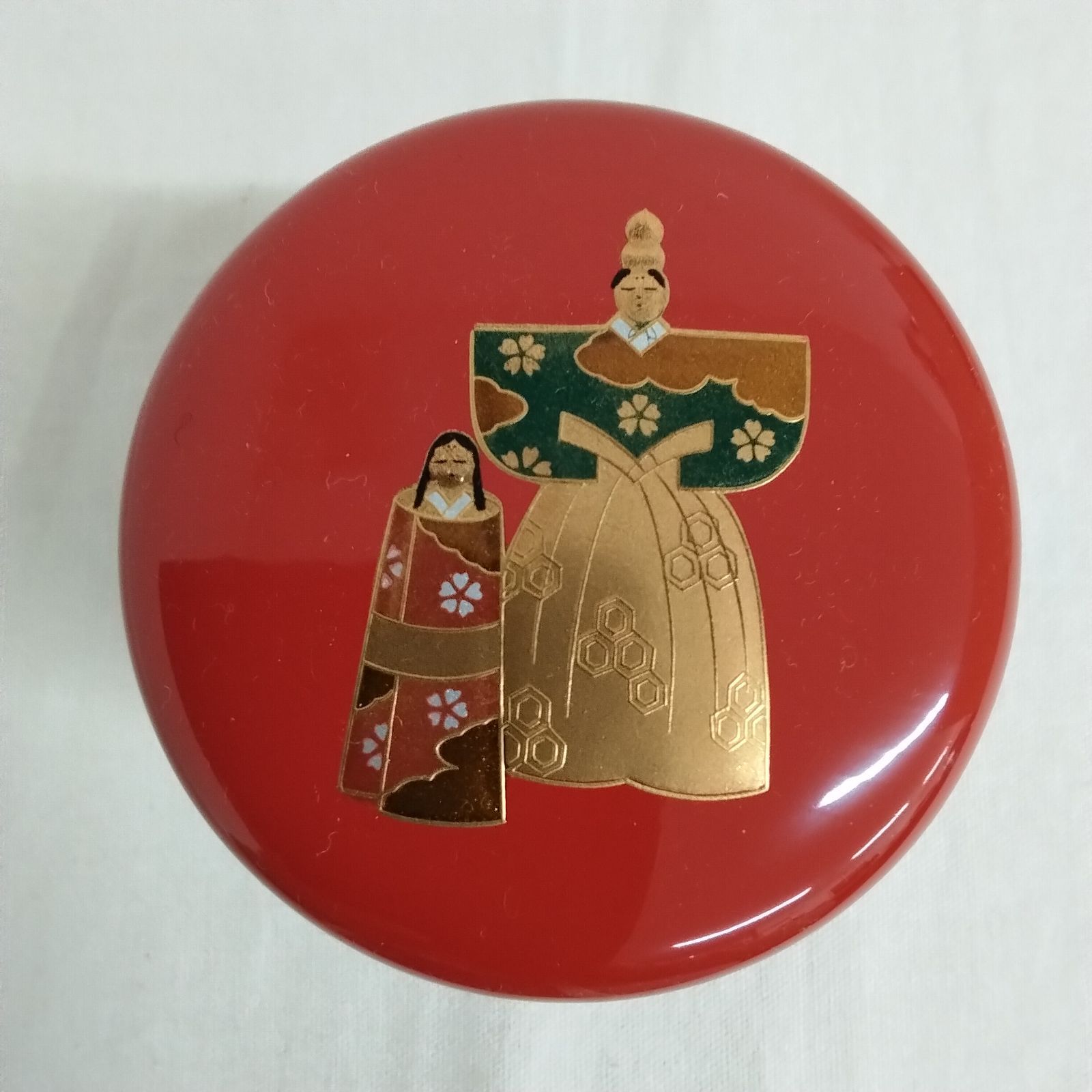 茶道具 中棗 立雛 和田寿峰作 蒔絵 朱 縁金 共箱 ひな祭り AYM11-2E