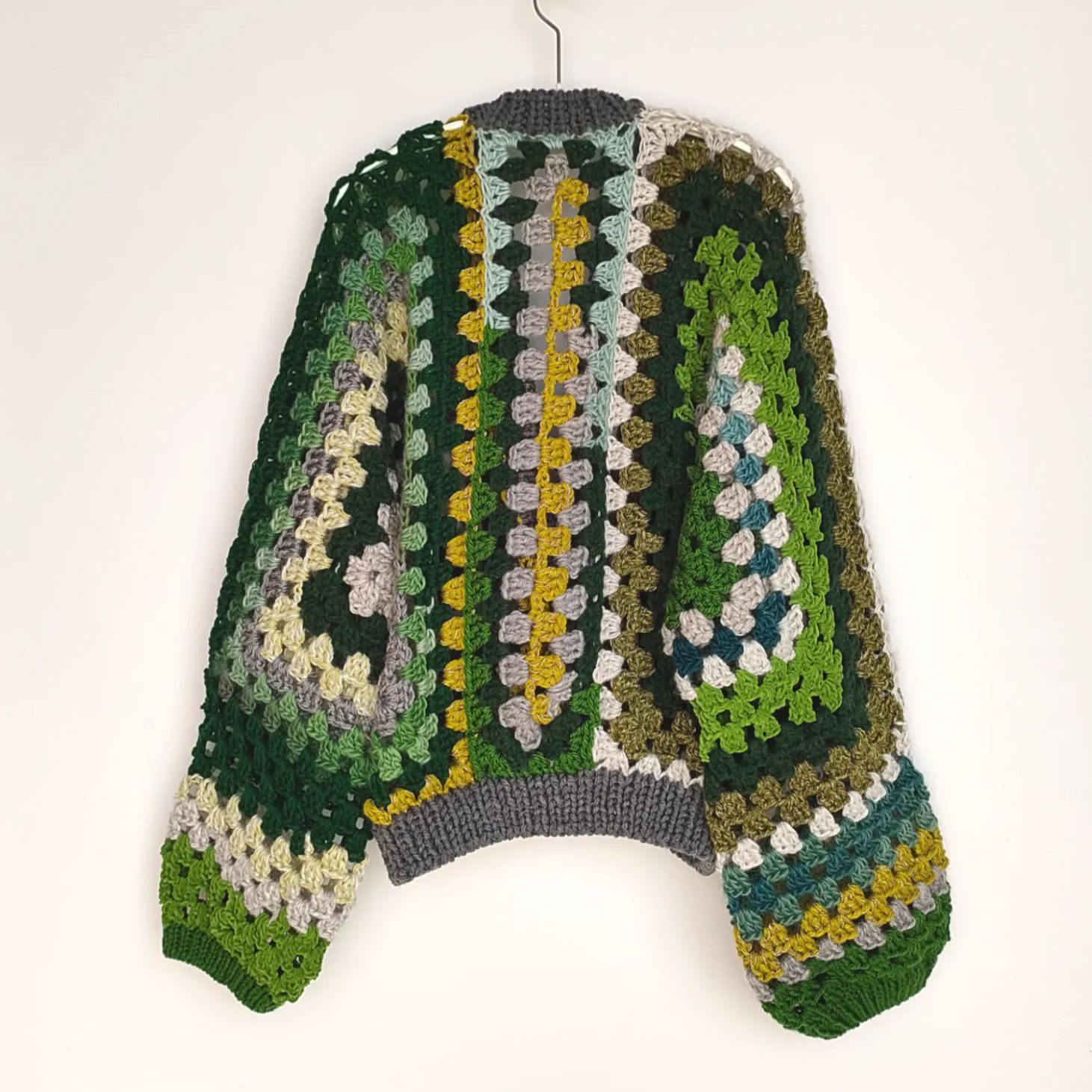 ヘキサゴンカーディガン 長袖 グリーン