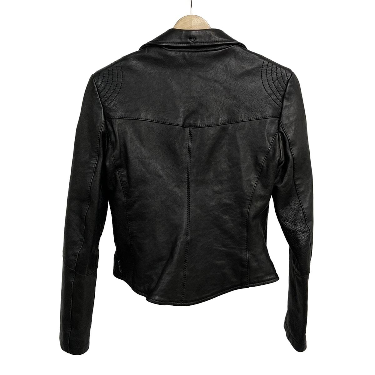 ARMANIJEANS アルマーニジーンズ ライダースジャケット サイズ38 S レディース - 黒 長袖 レザー ジップアップ 春 秋
