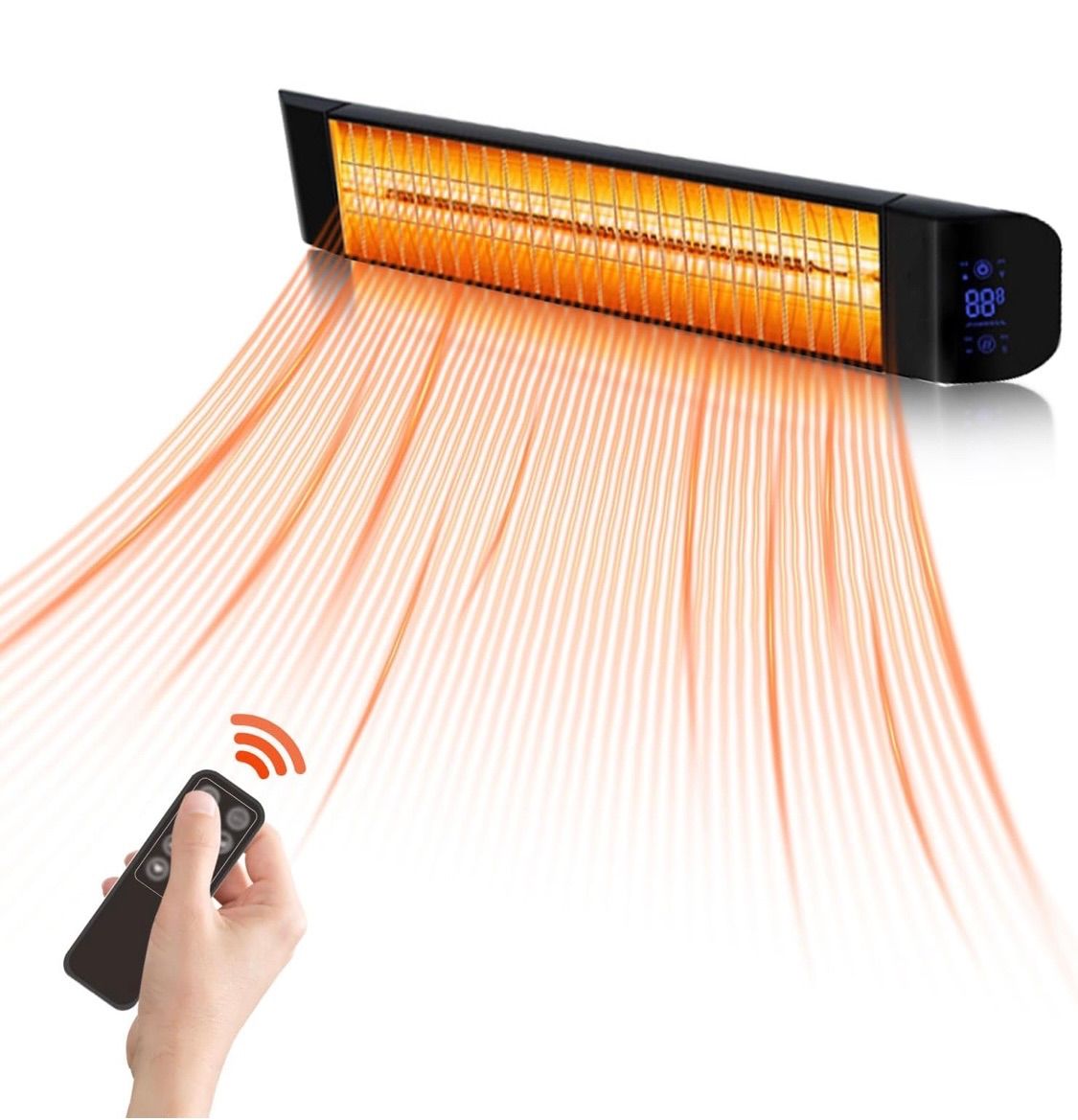 電気ストーブ 壁掛け式 カーボンヒーター 3秒速暖 1200W リモコン付き