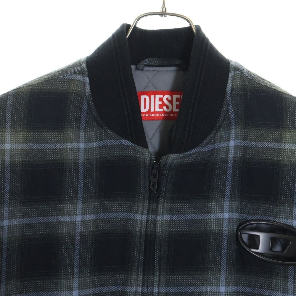 DIESEL (ディーゼル) Padded Bomber Jacket フロントDロゴ チェック