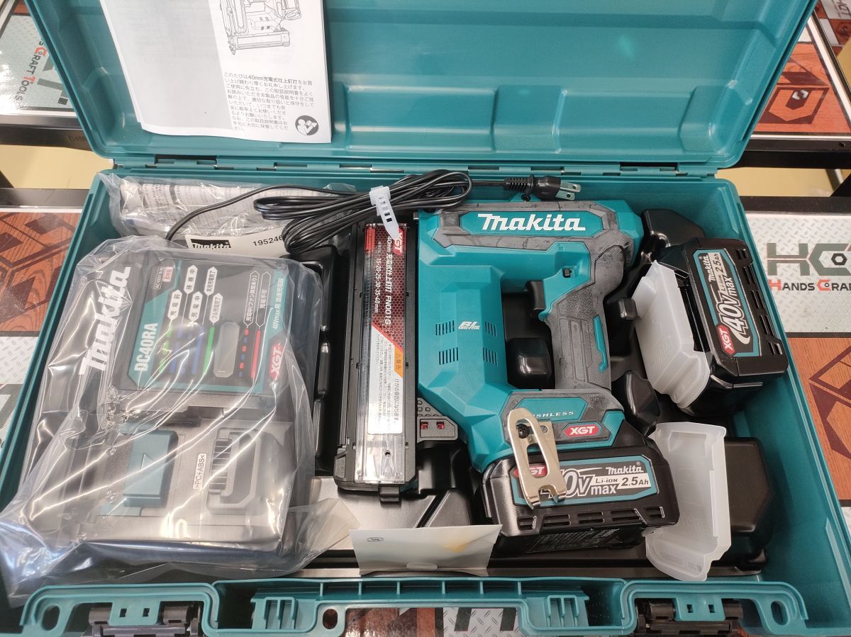 マキタ FN001GRDX 40V 40mm 充電式仕上釘打機 フルセット 純正バッテリ2個 充電器 ハンズクラフト宮崎新名爪