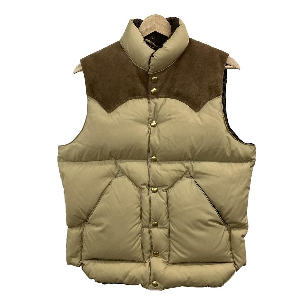 ROCKY MOUNTAIN ロッキーマウンテン ダウンベスト サイズ38 M メンズ - ベージュ×ダークブラウン 一部スエード 冬