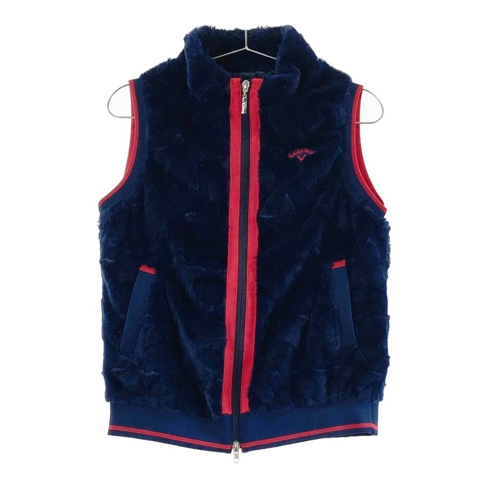 サイズ：M CALLAWAY キャロウェイ ボア ジップベスト 星 総柄 ネイビー