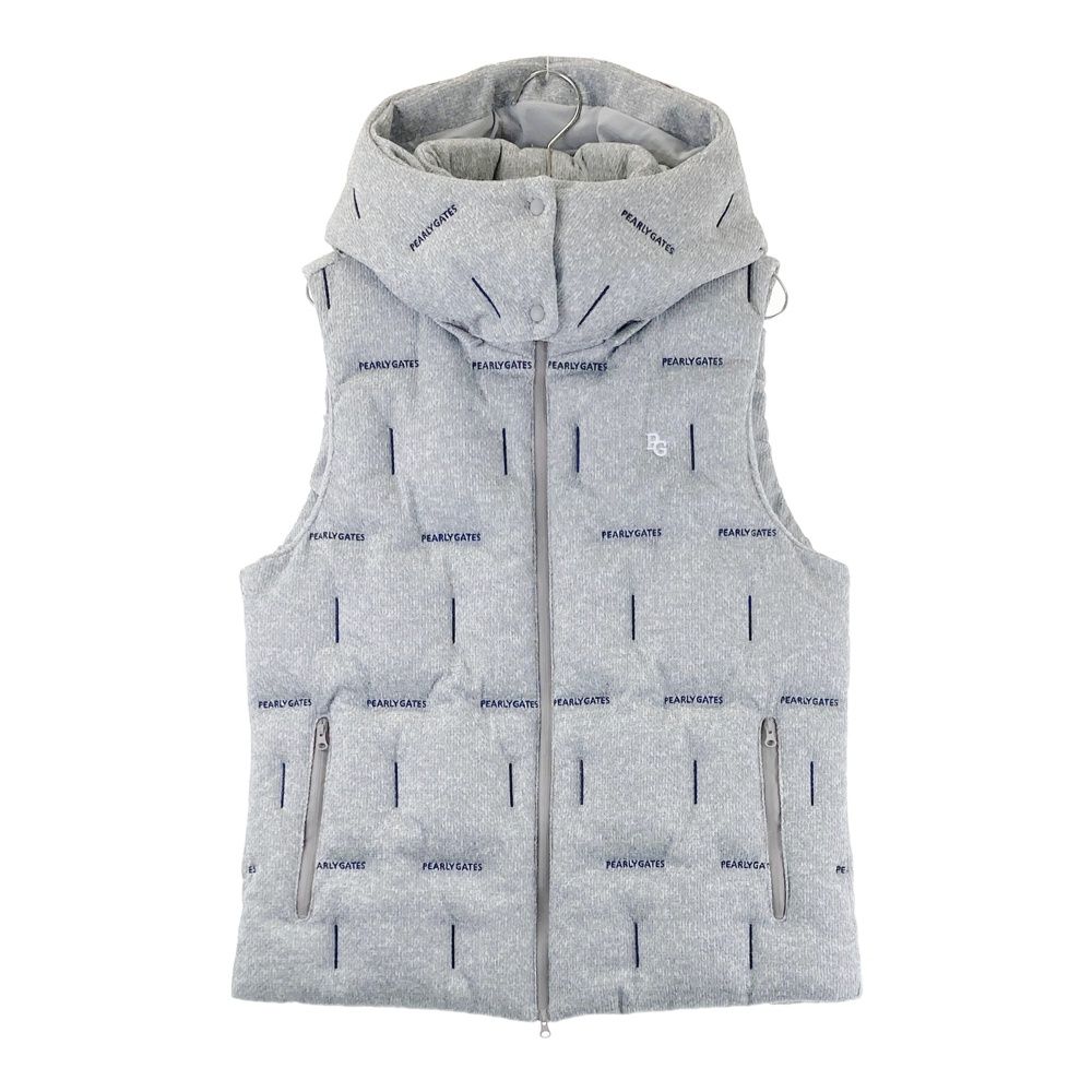 サイズ 5 PEARLY GATES パーリーゲイツ モデル 2WAY 中綿 ジップベスト ロゴ 総柄 グレー系 240101548071 ゴルフウェア メンズ ストスト