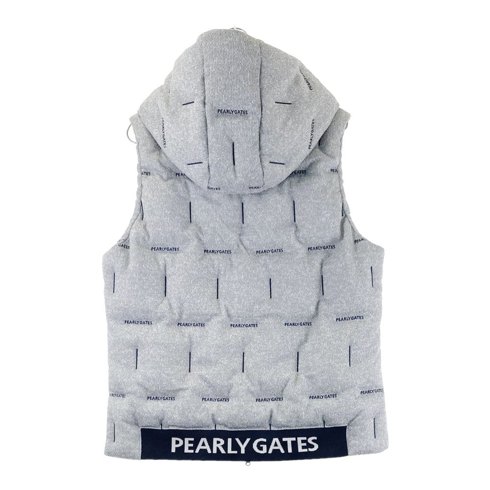 サイズ 5 PEARLY GATES パーリーゲイツ モデル 2WAY 中綿 ジップベスト ロゴ 総柄 グレー系 240101548071 ゴルフウェア メンズ ストスト