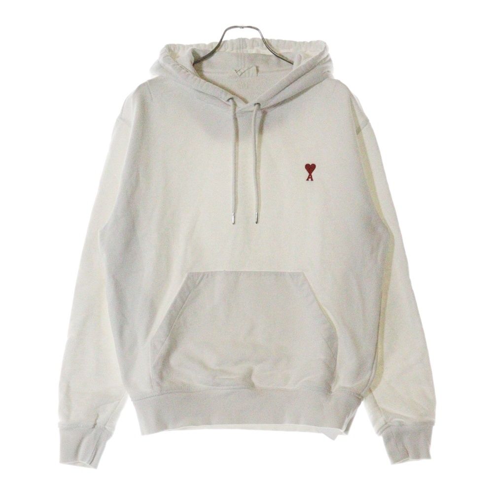 ami paris (アミパリス) ハートロゴプルオーバーパーカー フーディー ホワイト A21HJ008.730