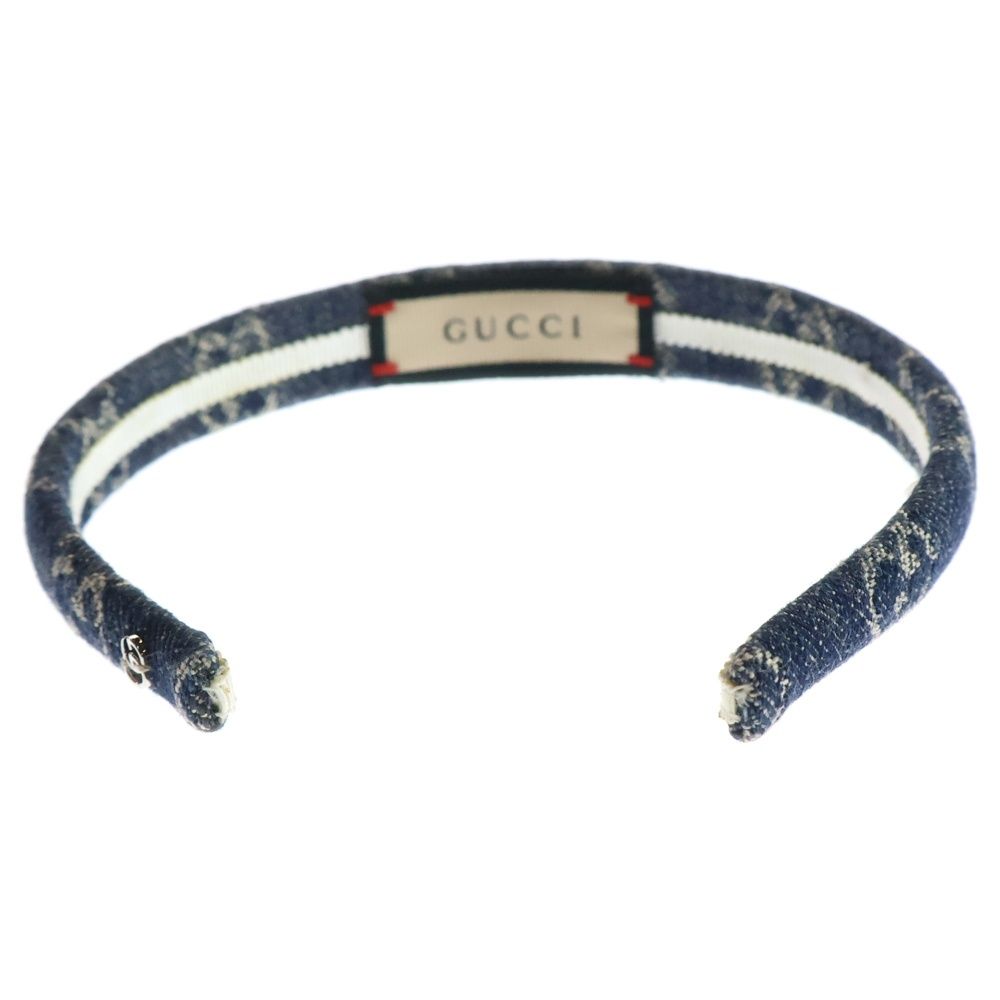 GUCCI (グッチ) ウォッシュド GGジャガード デニム カチューシャ ヘア