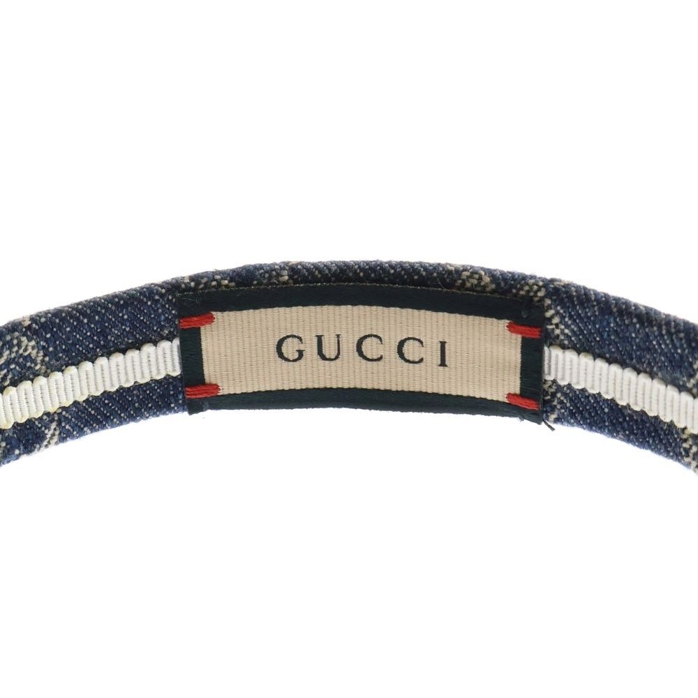 GUCCI (グッチ) ウォッシュド GGジャガード デニム カチューシャ ヘア