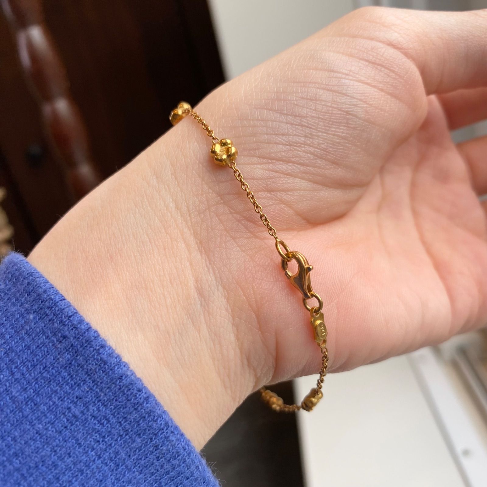 買取店】K18 750 フラワー 花 ブレスレット 19cm ゴールド C1309