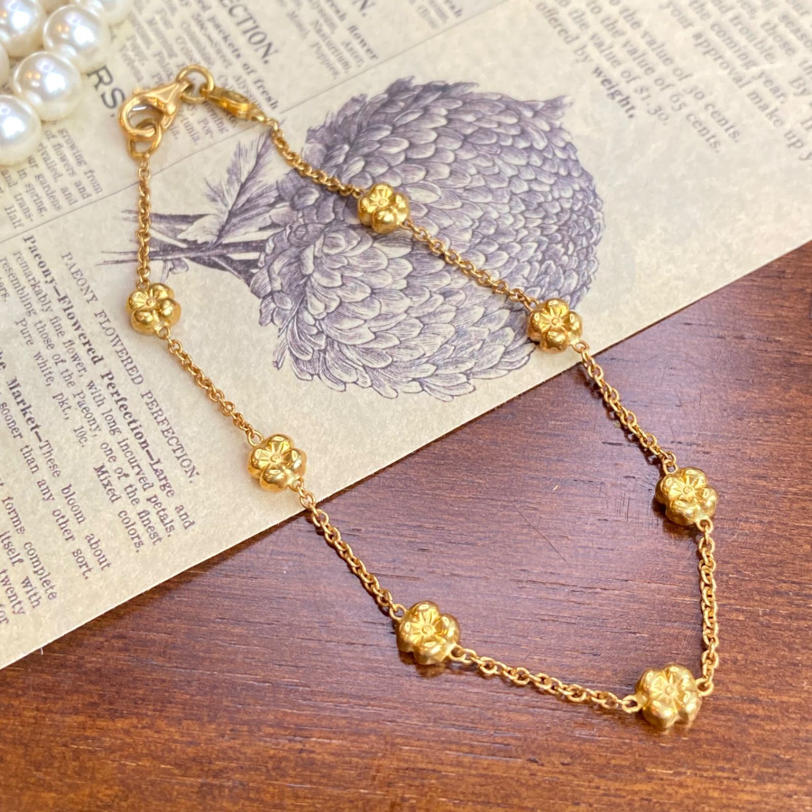 【買取店】K18 750 フラワー 花 ブレスレット 19cm ゴールド 買取店】K18 750 フラワー 花 ブレスレット 19cm ゴールド