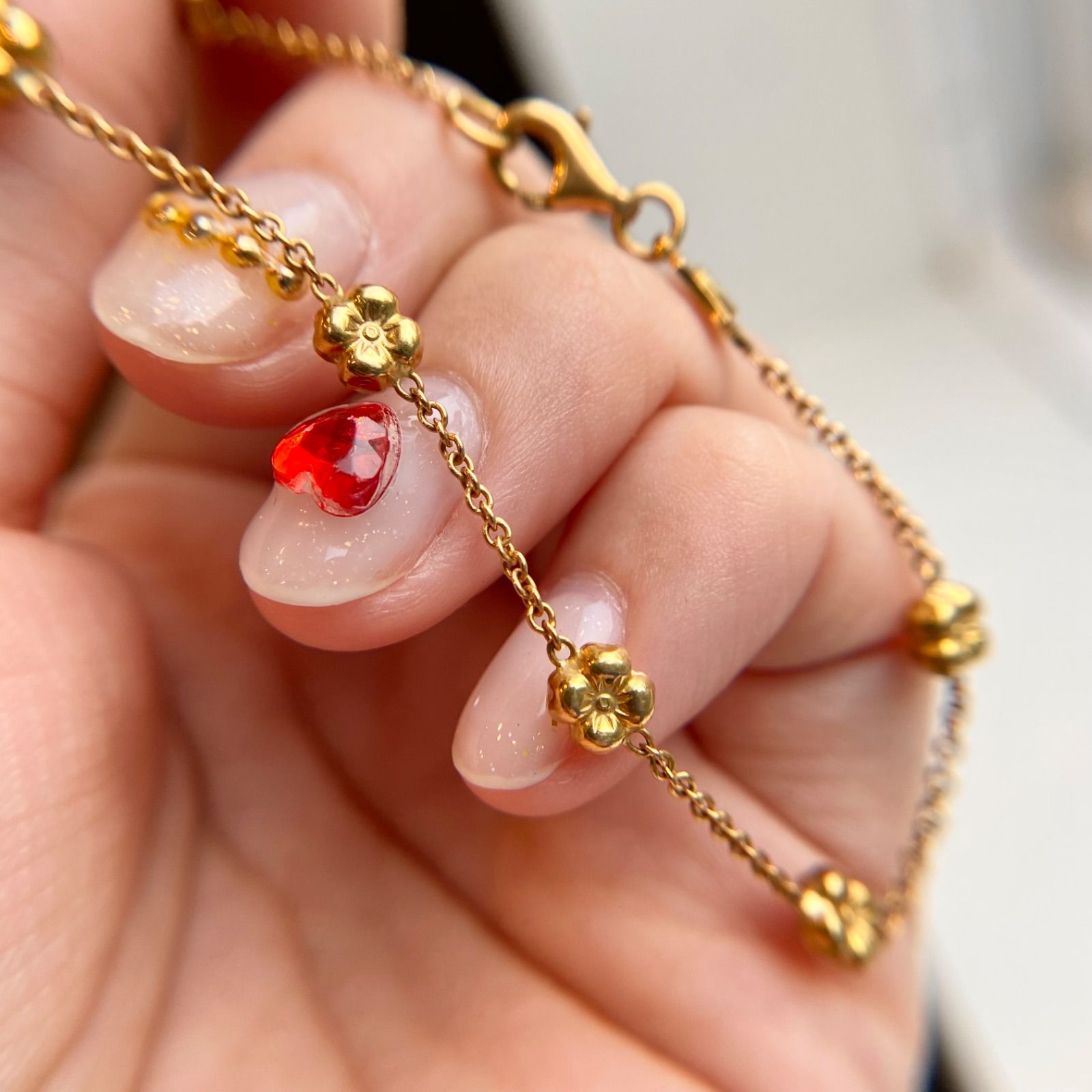 買取店】K18 750 フラワー 花 ブレスレット 19cm ゴールド C1309