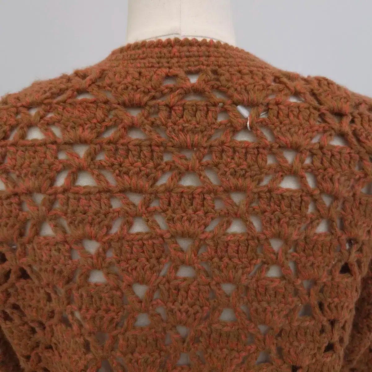  ハンドメイド クロシェ ニット ロング カーディガン 日本 ヴィンテージ 長袖 カーディガン ボレロ アンサンブル