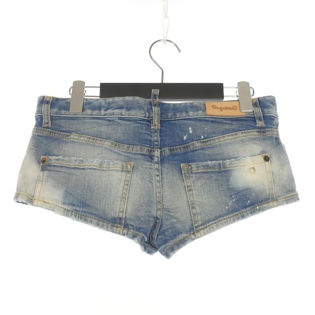 ディースクエアード DSQUARED2 23AW ブリーチ加工 ベリーショート デニムパンツ ジーンズ 38 インディゴ 8S72MU0476 正規