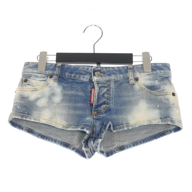 ディースクエアード DSQUARED2 23AW ブリーチ加工 ベリーショート デニムパンツ ジーンズ 38 インディゴ 8S72MU0476 正規