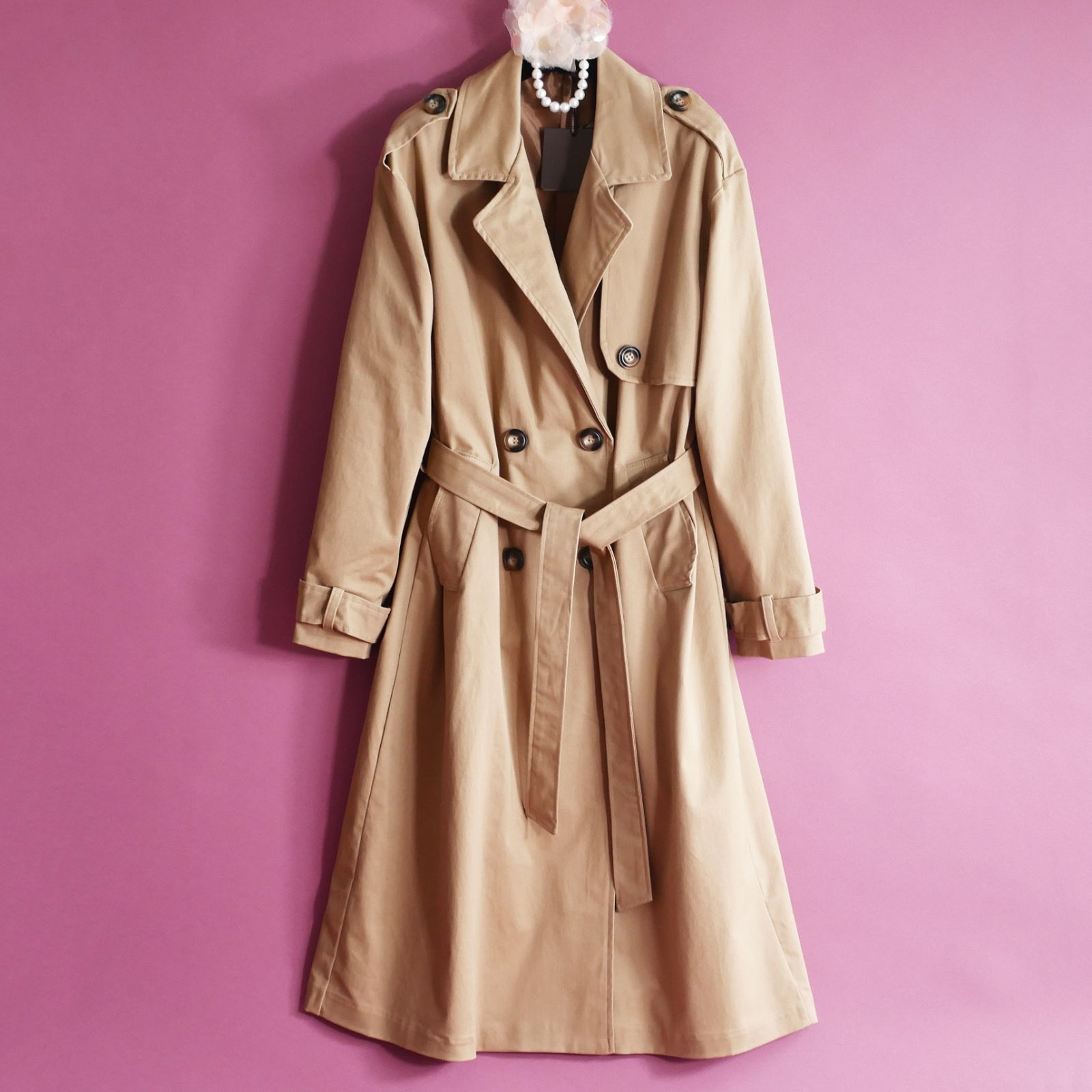 dt111 S M 選択可 フィレンツェの新ブランド トダミ Made in Italy 25-26秋冬 エレガントな大人女性のトレンチコート