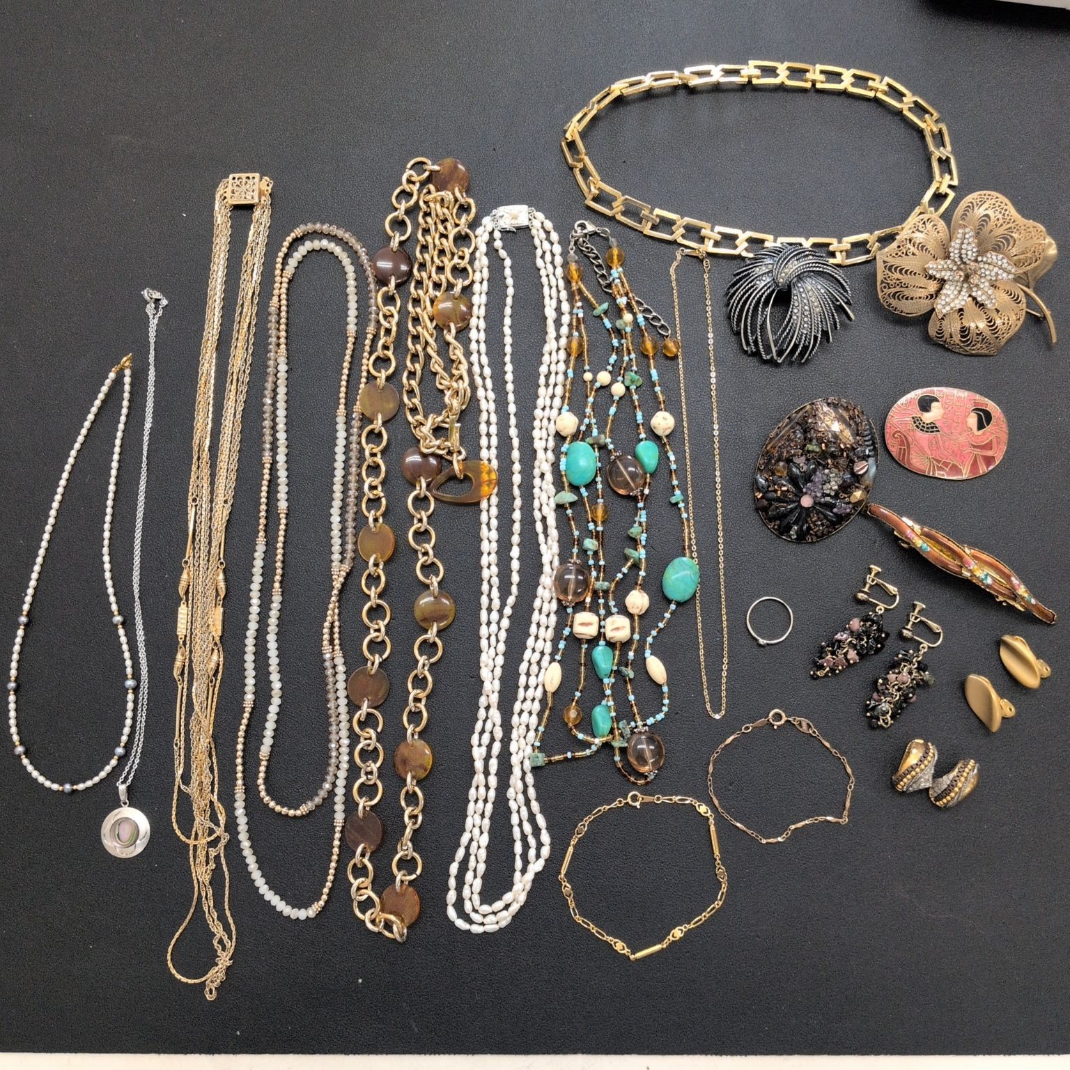 遺品整理 まとめて㉑ ジュエリー SILVER925あり K18GFあり ブランド MONET イヤリング ネックレス ブローチ ブレスレット パール