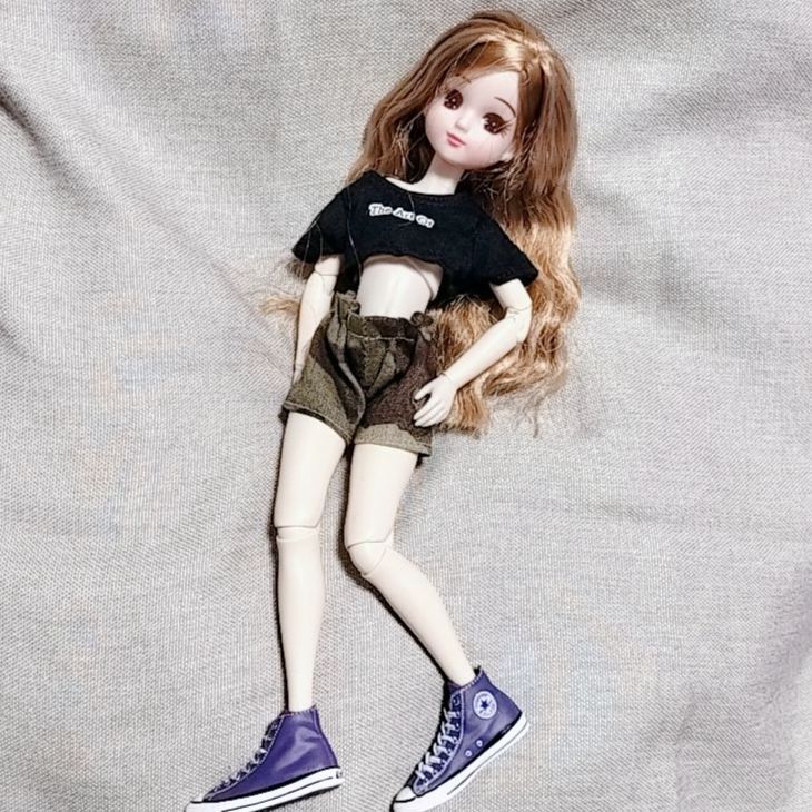 157】2点セット へそ出し パンツ Tシャツ リカちゃん ハンドメイド 服