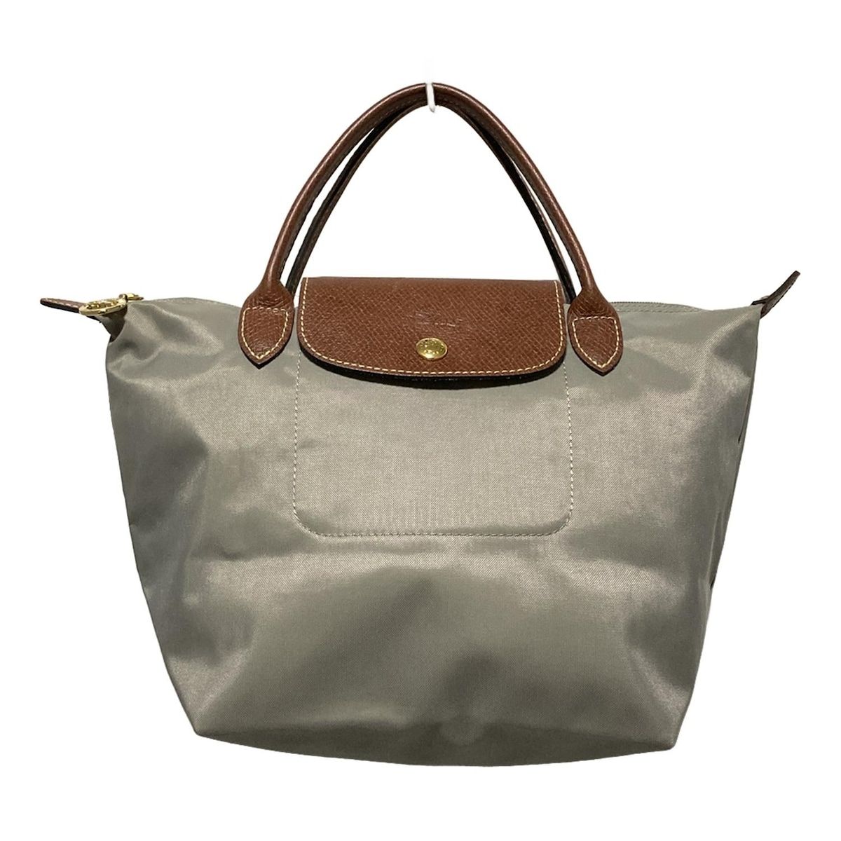 LONGCHAMP ロンシャン ハンドバッグ ル プリアージュオリジナル グレー×ダークブラウン 折りたたみ レザー