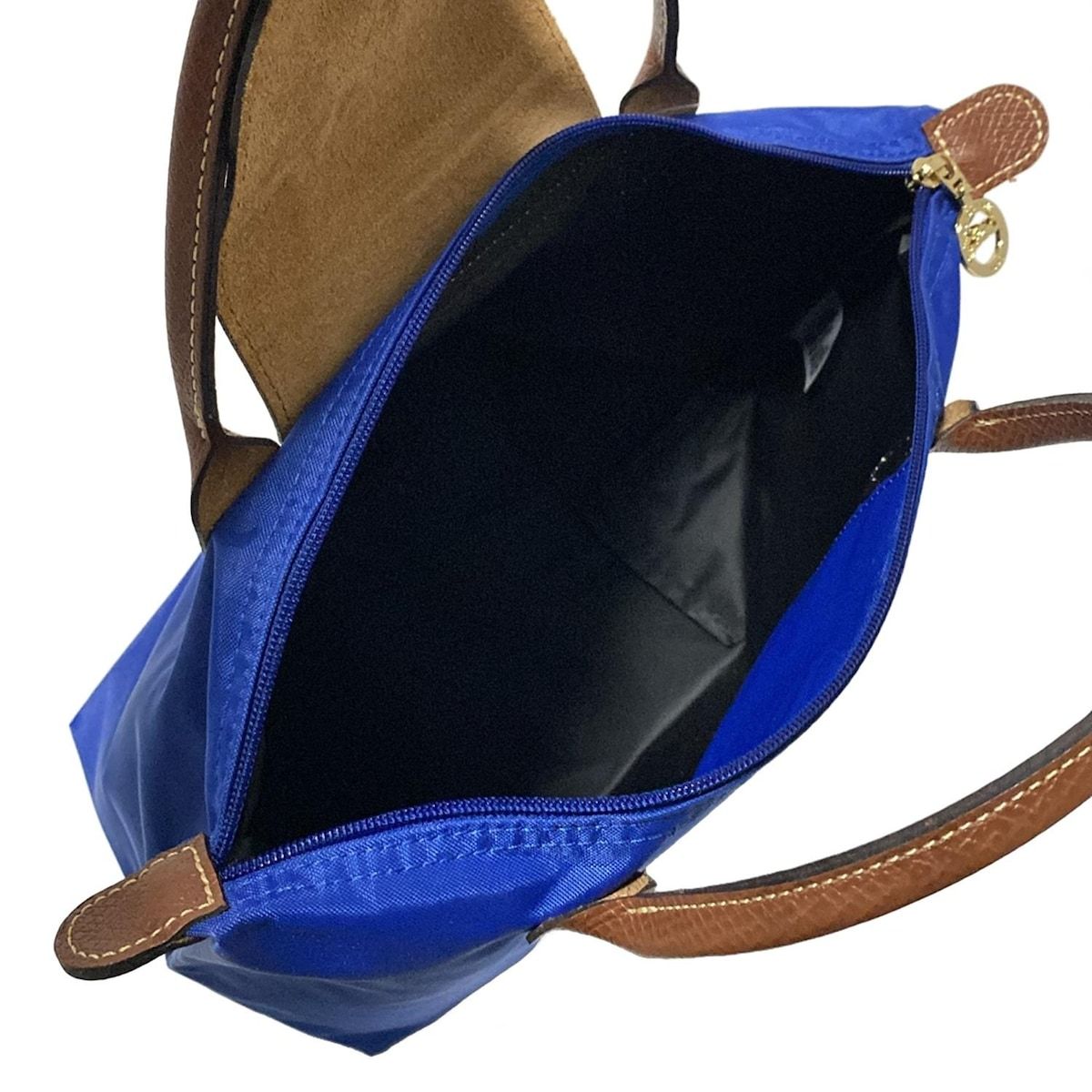 LONGCHAMP ロンシャン ハンドバッグ ル プリアージュオリジナル ブルー×ダークブラウン 折りたたみ レザー DECORATOM_COM_BR