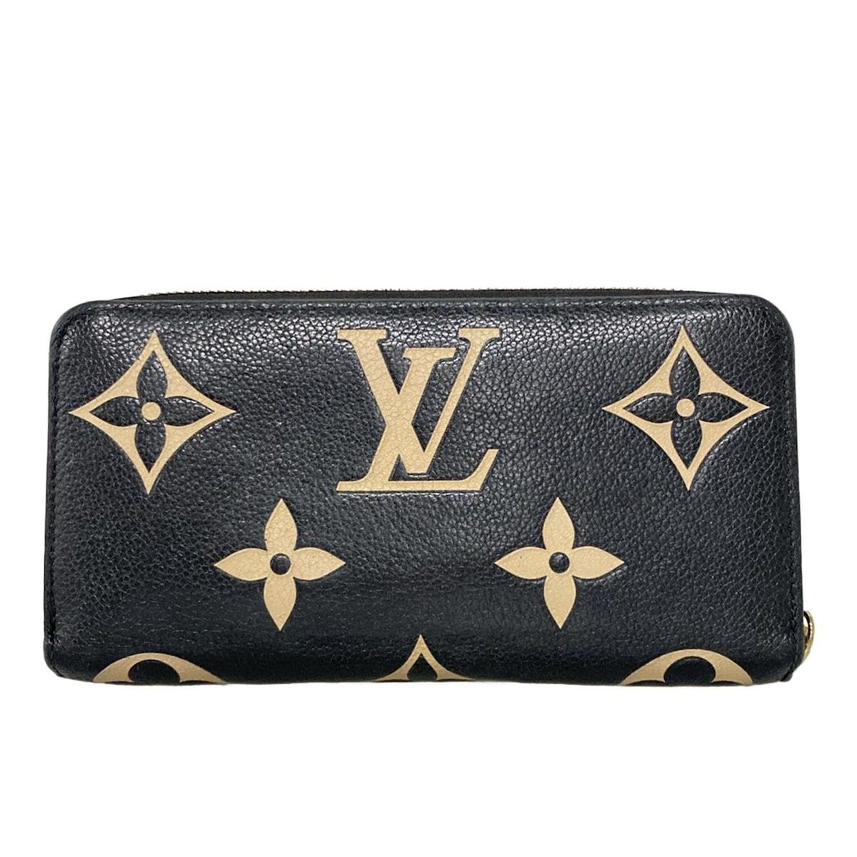 LOUIS VUITTON ルイヴィトン 長財布 バイ モノグラムアンプラント ジッピーウォレット M80481 ブラックベージュ レザー 牛革