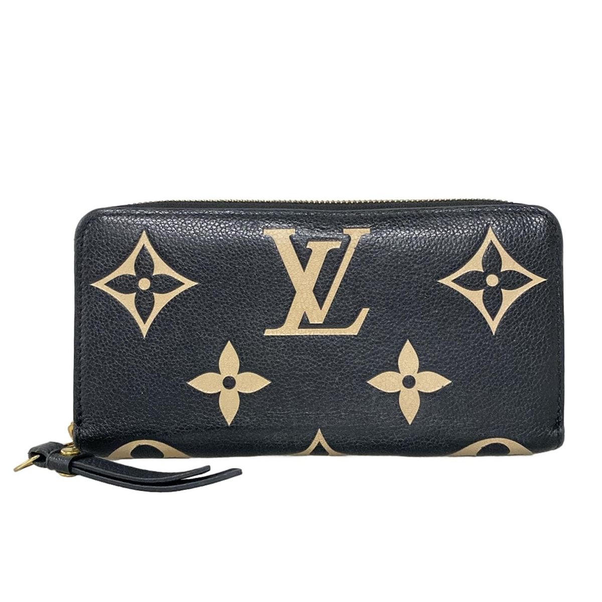 LOUIS VUITTON ルイヴィトン 長財布 バイ モノグラムアンプラント ジッピーウォレット M 80481 ブラックベージュ レザー 牛革