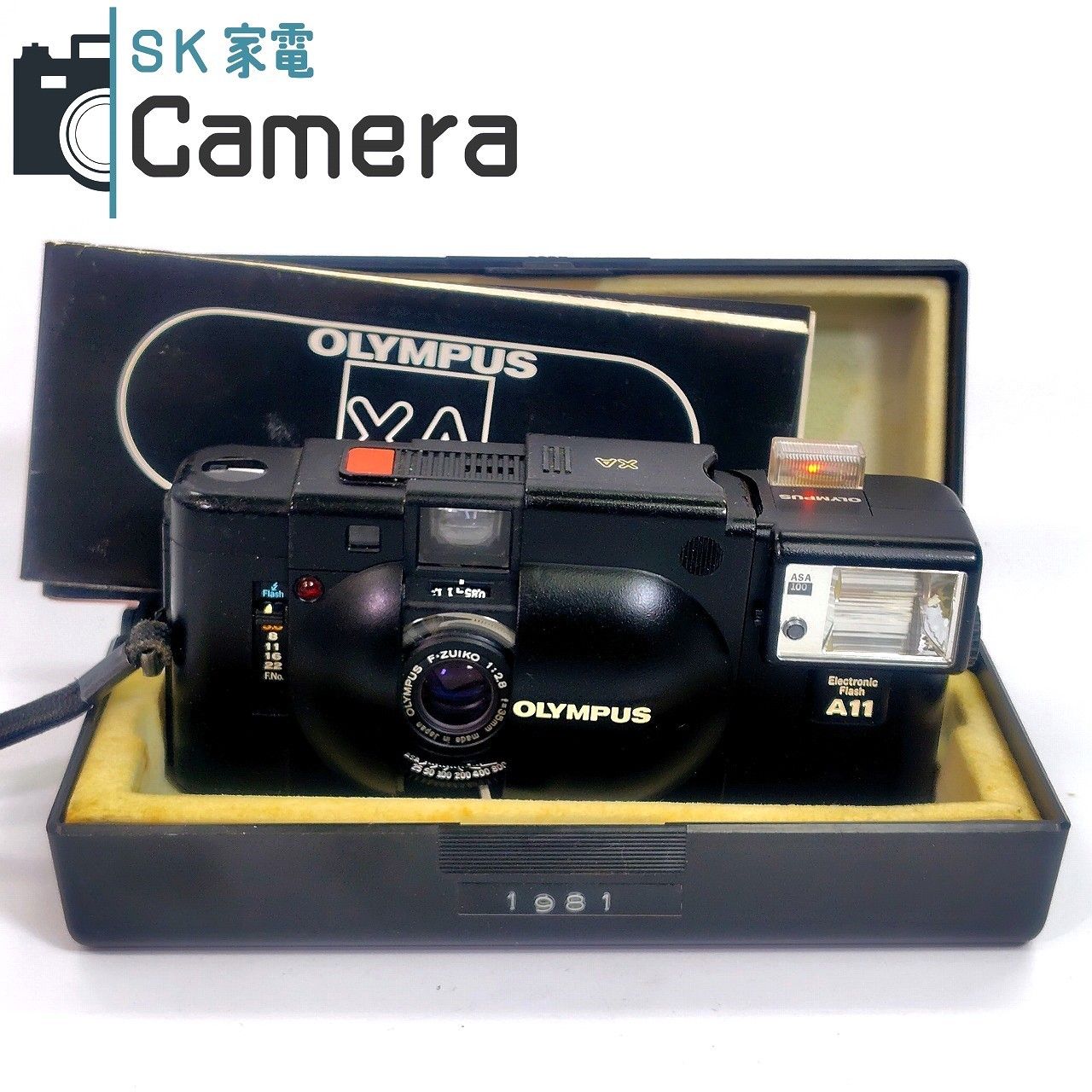 OLYMPUS XA F.ZUIKO 35mm F2.8 Electronic Flash A11 オリンパス フィルムカメラ 箱 説明書付
