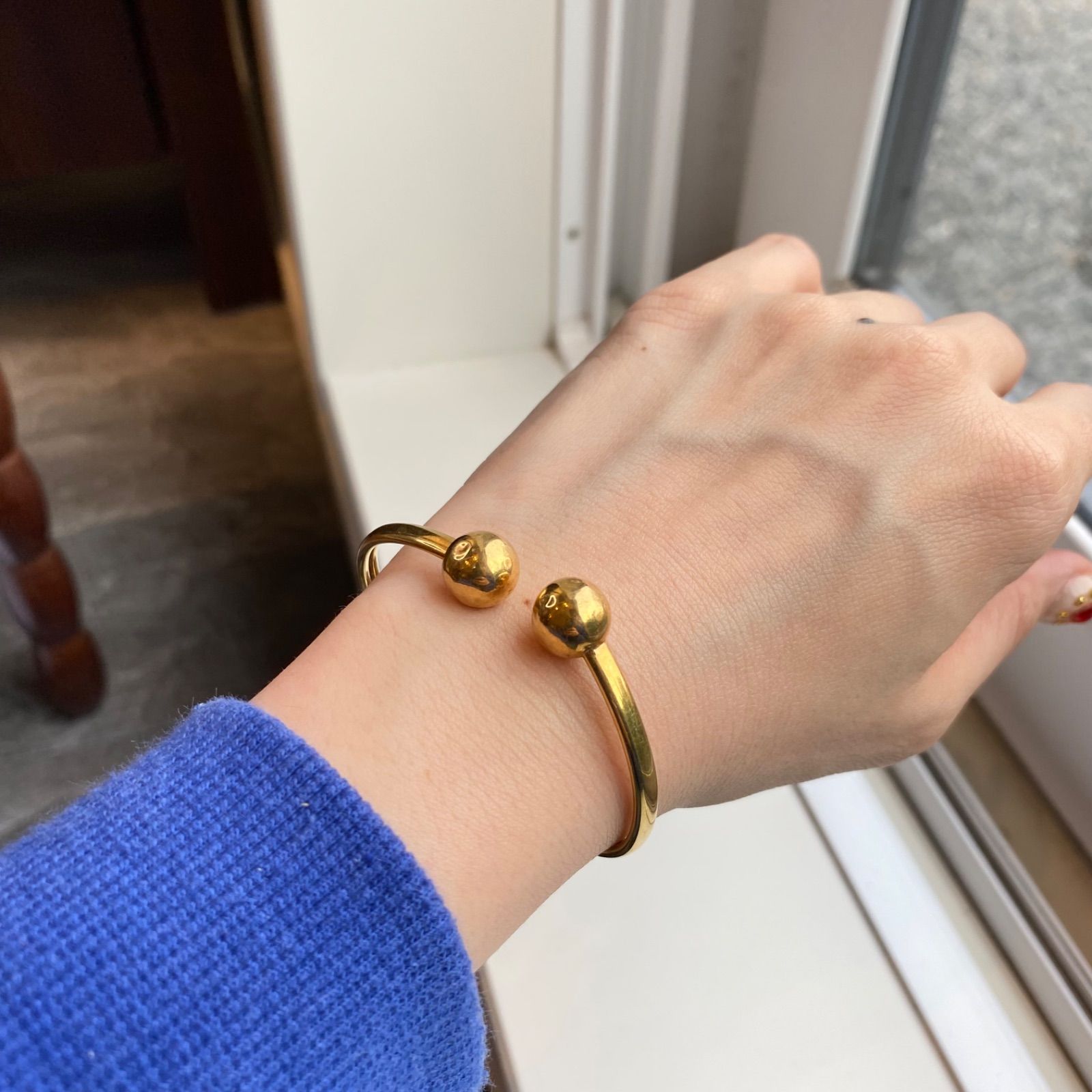 買取店】K18 磁気入り バングル ブレスレット 18cm ゴールド C1213