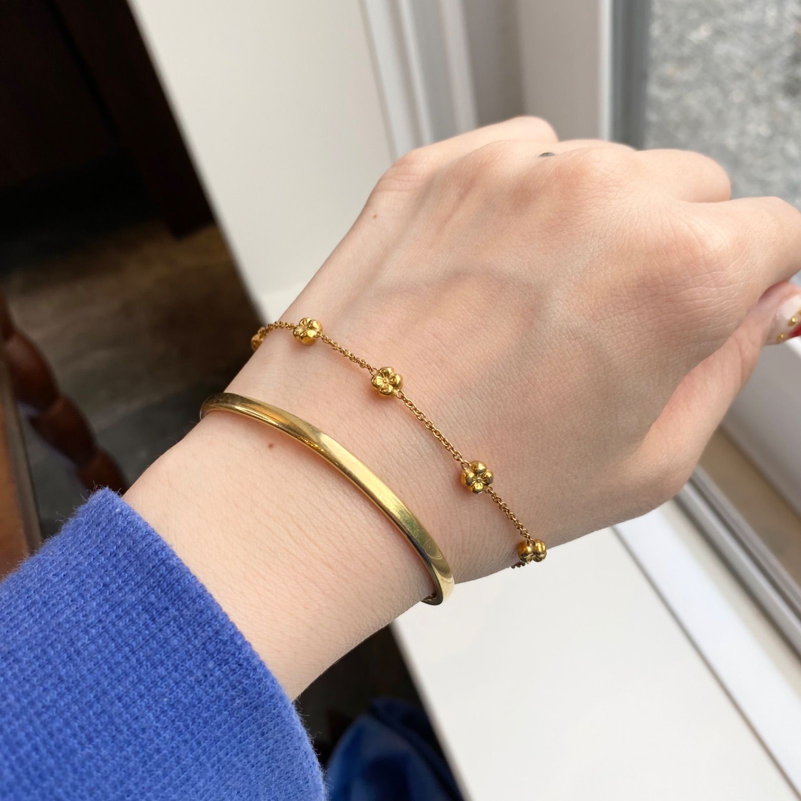 買取店】K18 磁気入り バングル ブレスレット 18cm ゴールド C1213