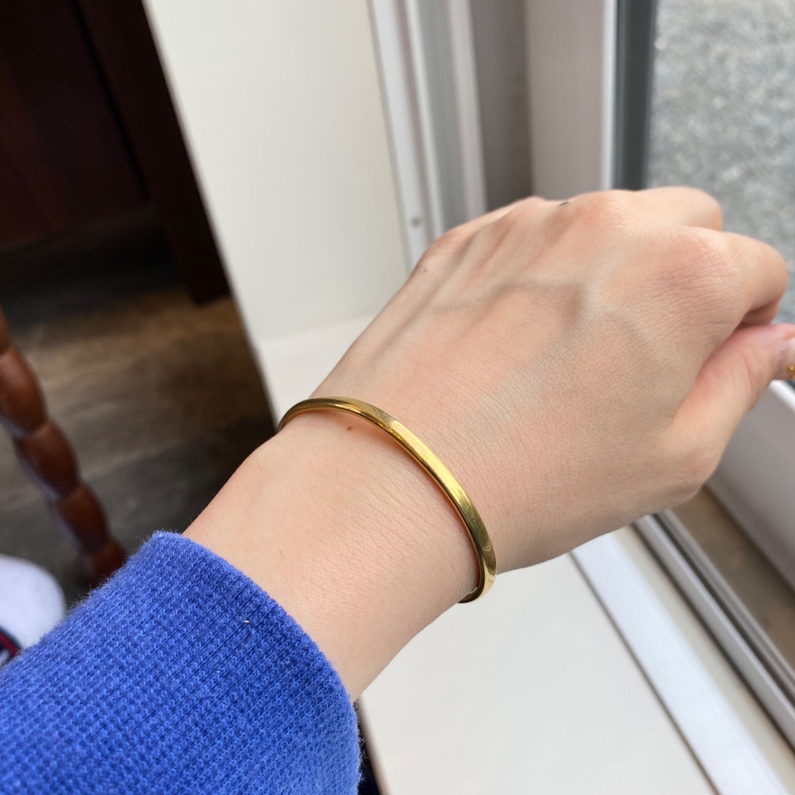 買取店】K18 磁気入り バングル ブレスレット 18cm ゴールド C1213