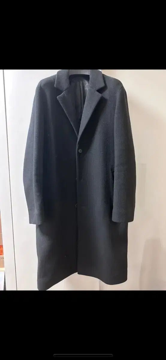 メンズ ウール ブレンド セミ オーバーサイズ シングル コート ブラック-ウォールナット L