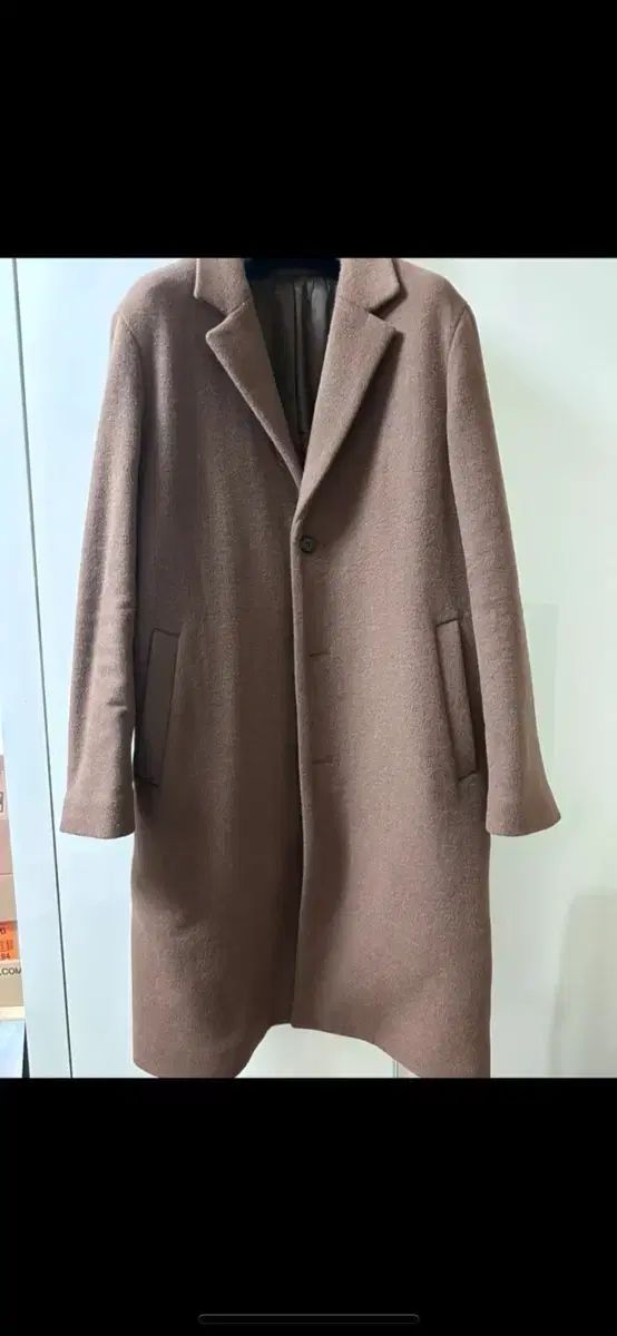 メンズ ウール ブレンド セミ オーバーサイズ シングル コート ブラック-ウォールナット L