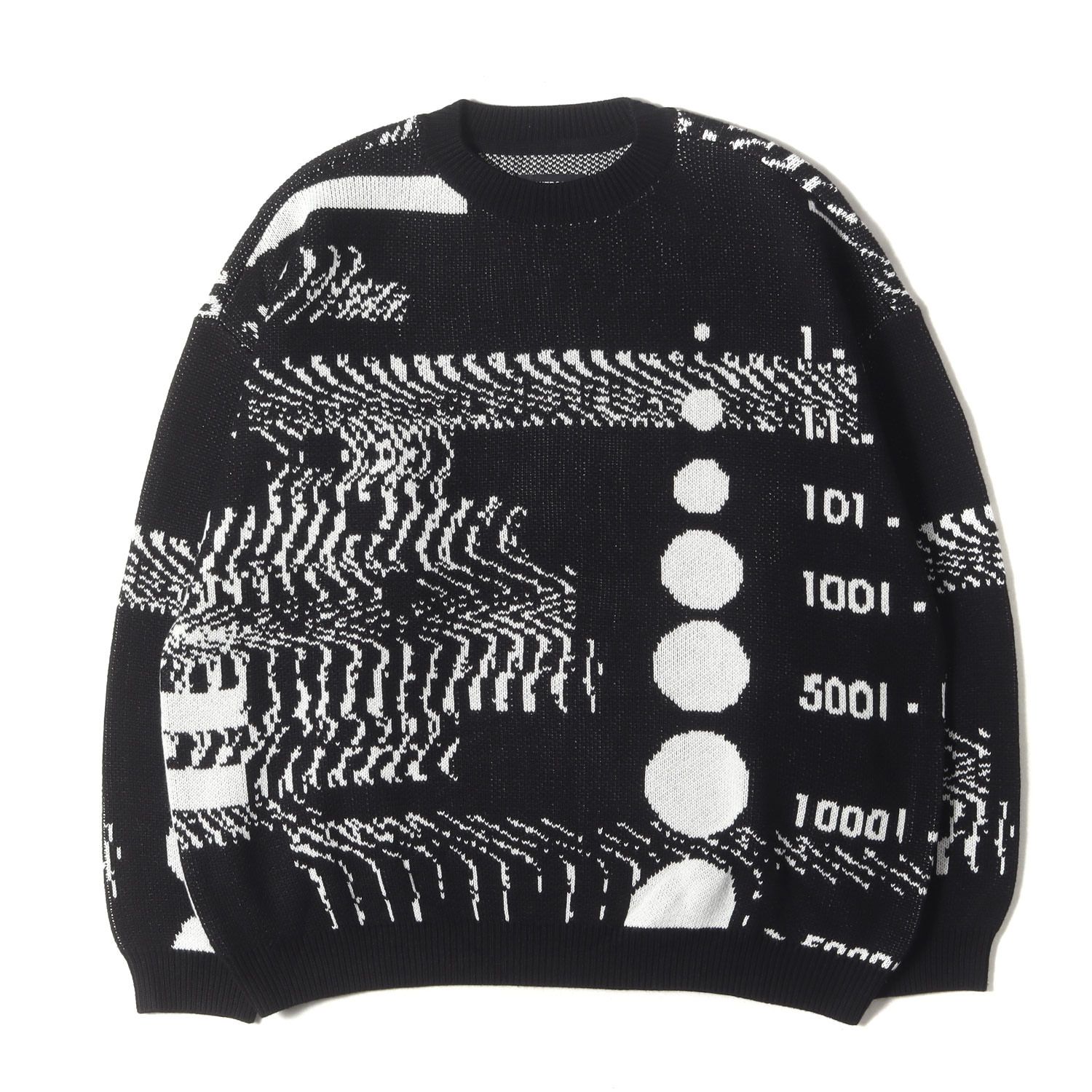 TIGHTBOOTH PRODUCTION タイトブースプロダクション ニット ブラック 黒 サイズ:M | 23AW 全面グラフィック オーバーサイズ ニットセーター (COVID-19 KNIT SWEATER) | トップス プルオーバー【メンズ】【中古】【美品】【K4620】 美品】TIGHTBOOTH PRODUCTION タイトブースプロダクション ニット