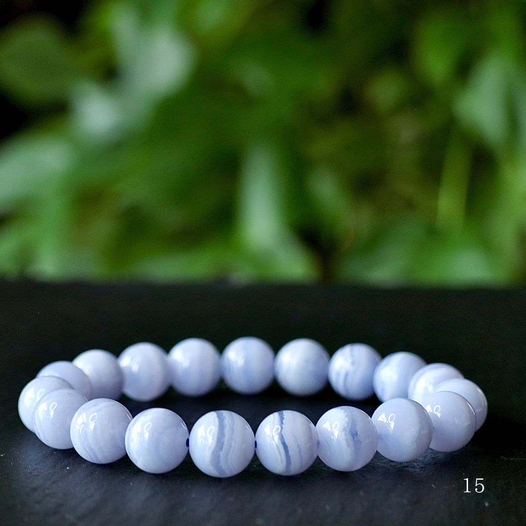 超 全玉 美レース ブルーレースアゲート 光波動 ブレスレット