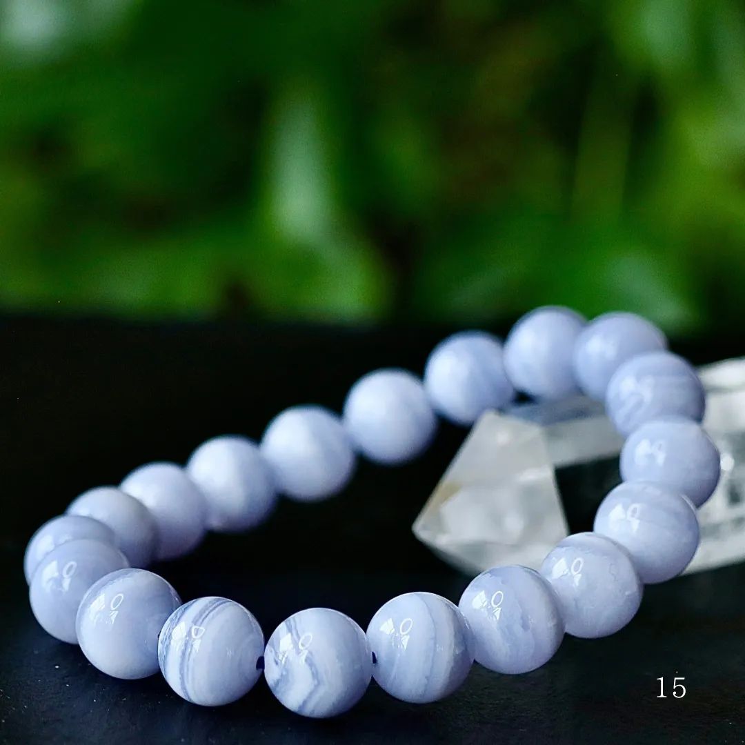 超 全玉 美レース ブルーレースアゲート 光波動 ブレスレット