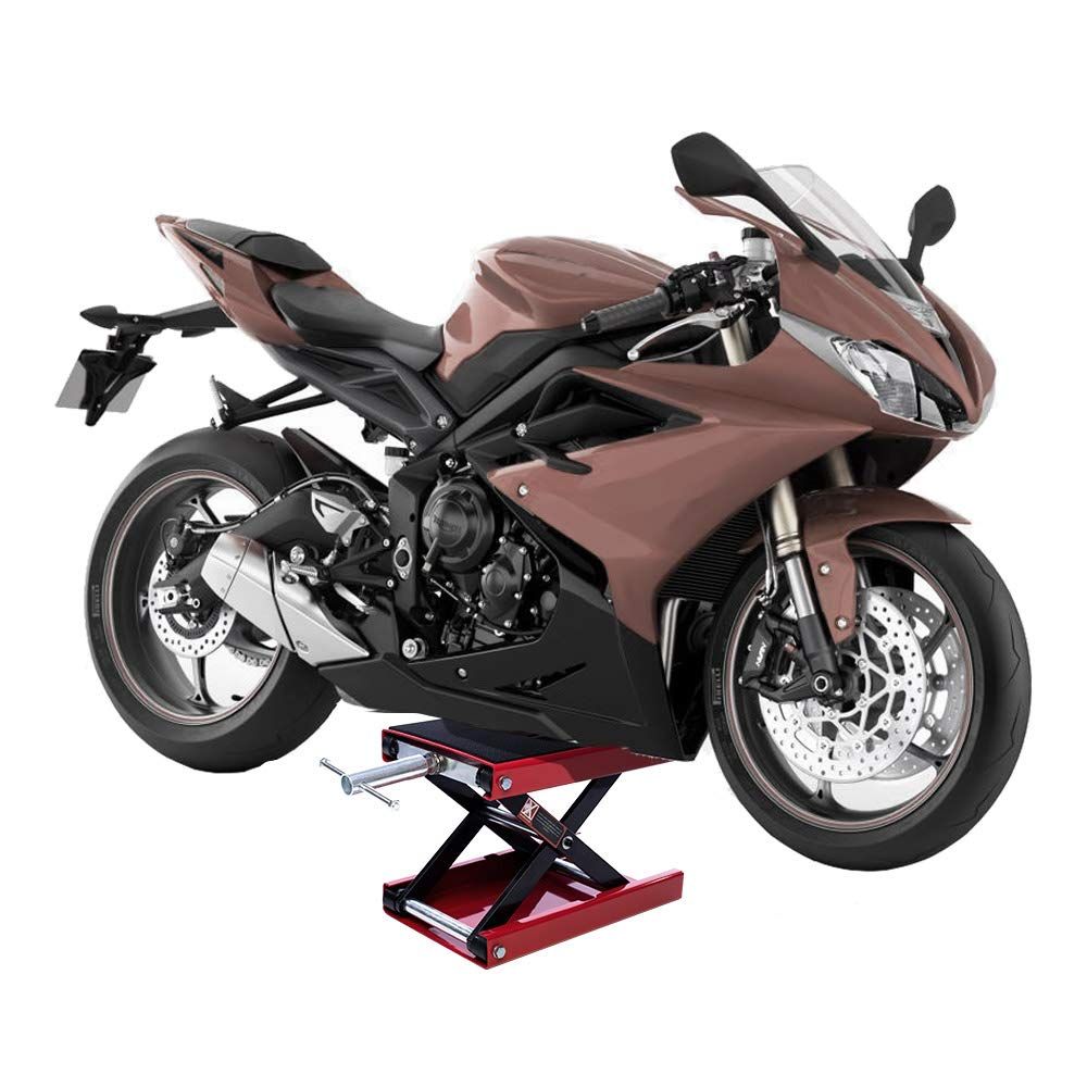 商品 Apextreme ジャッキ バイクジャッキ モーターサイクルジャッキ バイクスタンド リフトジャッキ 耐荷重500kg ゴムマット付き ハンドル付き レッド WWW_SMP1DAWEKUDUS_SCH_ID