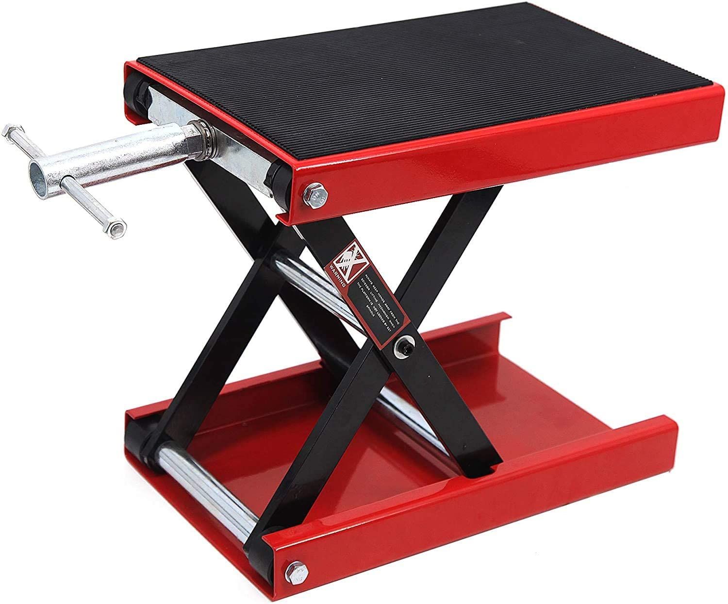 商品 Apextreme ジャッキ バイクジャッキ モーターサイクルジャッキ バイクスタンド リフトジャッキ 耐荷重500kg ゴムマット付き ハンドル付き レッド