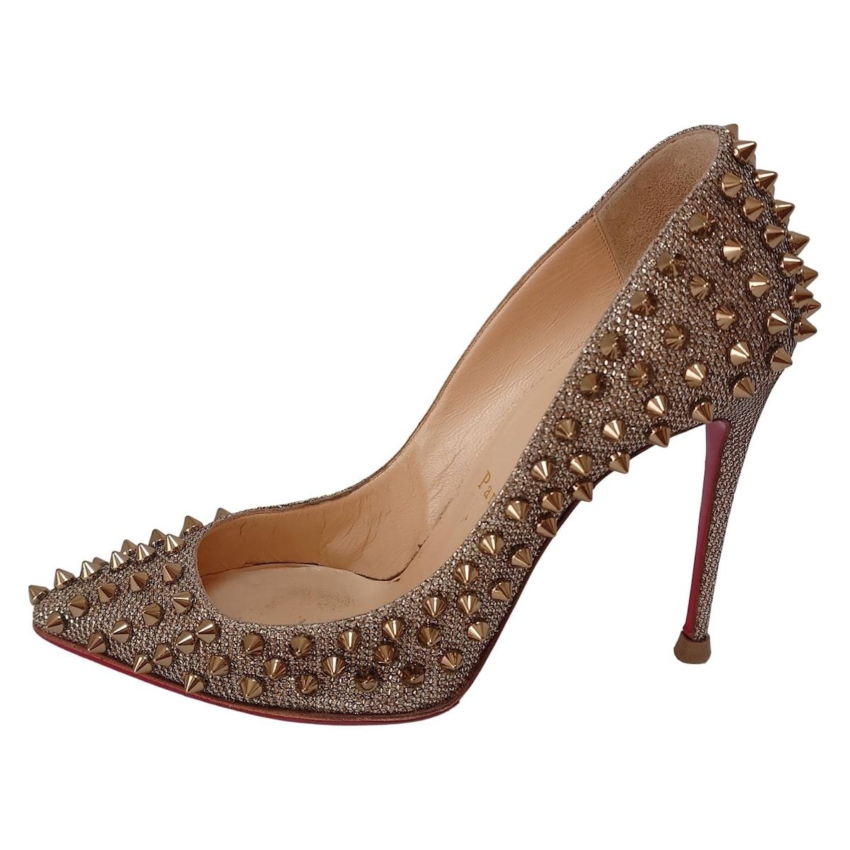 CHRISTIAN LOUBOUTIN クリスチャンルブタン パンプス 36 レディース - ゴールド×シルバー スタッズ アウトソール張替済
