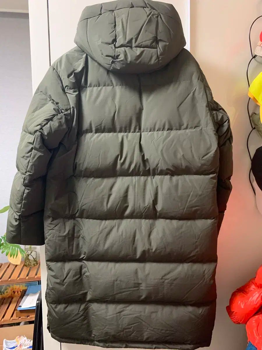 アンドジ ロングダウンジャケット カーキ L100