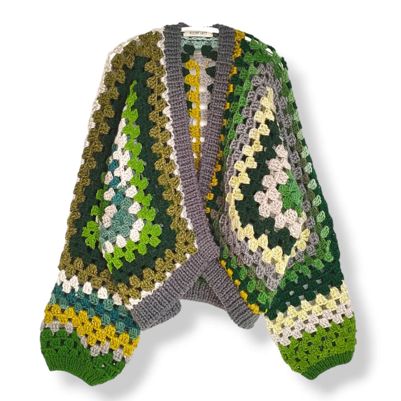 ヘキサゴンカーディガン 長袖 グリーン