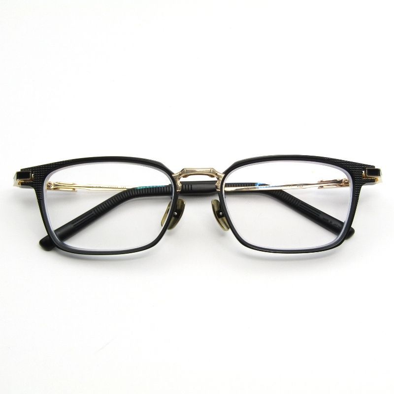 999.9 フォーナインズ メガネフレーム S-06T H 度入り HIGH-END スクエア 1001 ブラックマット ゴールド 65008988