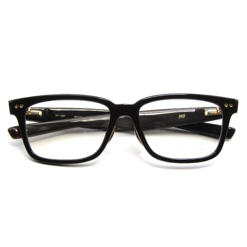 999.9 フォーナインズ メガネフレーム NP-13BF ドイツ バッファローホーン 水牛角 ウェリントン BROWN 65008989