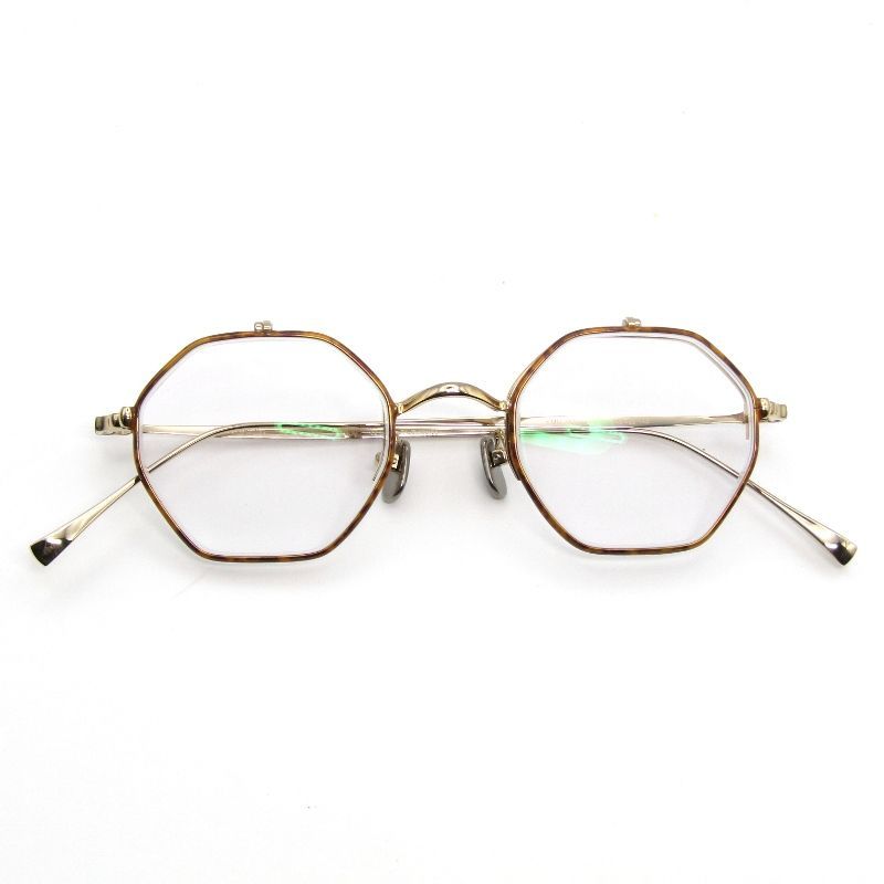 Kame ManNen カメマンネン メガネフレーム KMN-551 度入り ヘキサゴン 六角形 七宝リム GD HAV ゴールド ハバナ 65008995