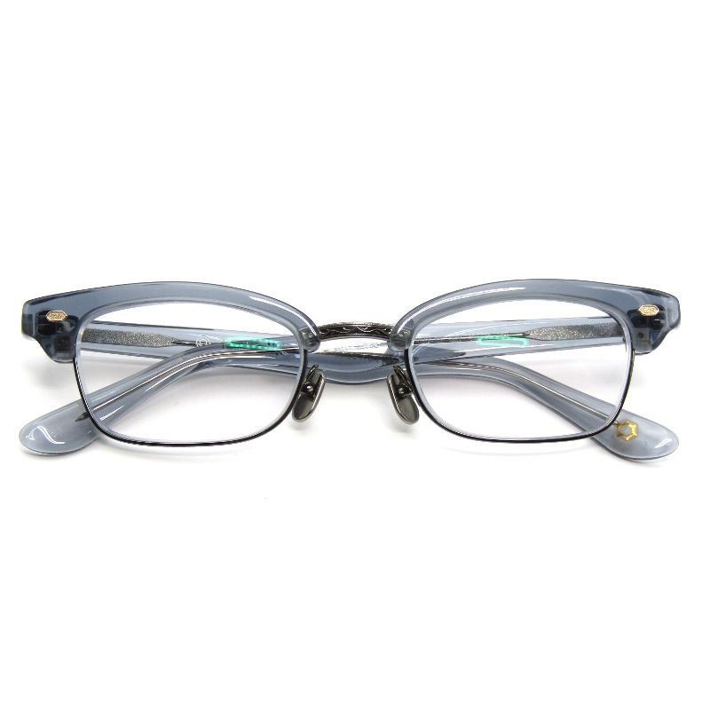 Kame ManNen カメマンネン メガネフレーム KMN-88 度入り ブロウ スクエア GY クリアブルーグレー ガンメタル 65009001